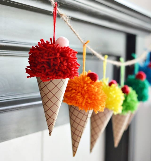 Ice Cream Cone Pom Pom Garland